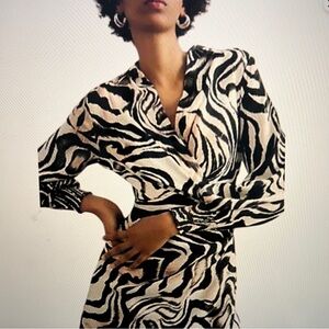 Anthropologie Chic Zebra Print Asymmetrical Dress